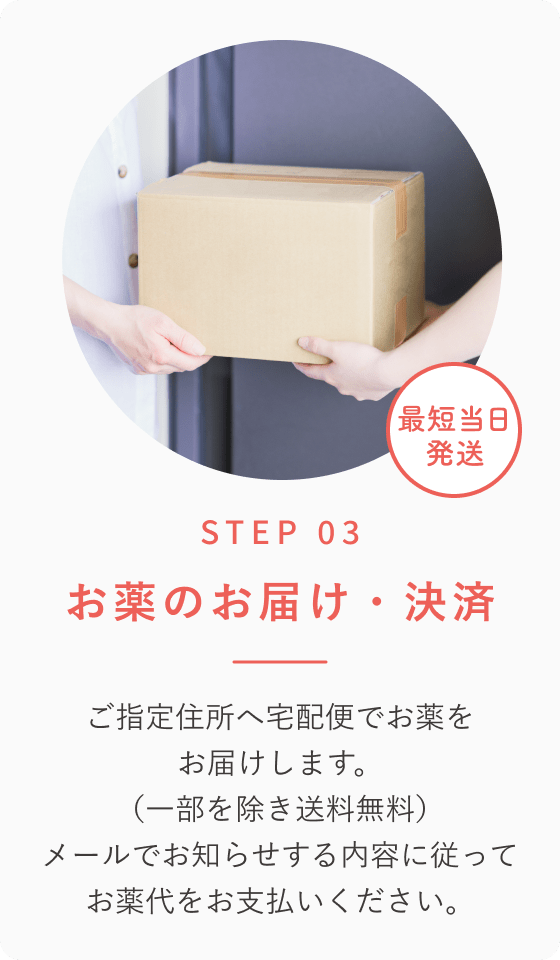 STEP 03 お薬のお届け・決済