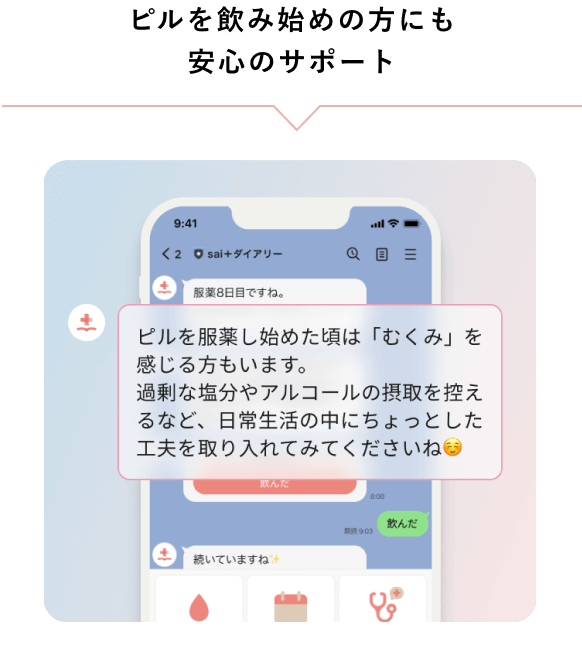 ピルを飲み始めの方にも安心のサポート