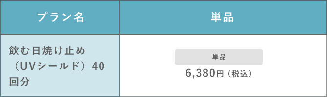 UVケア価格表