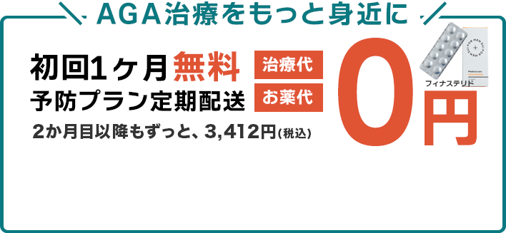 初回0円、2か月目以降もずっと、3,412円（税込）